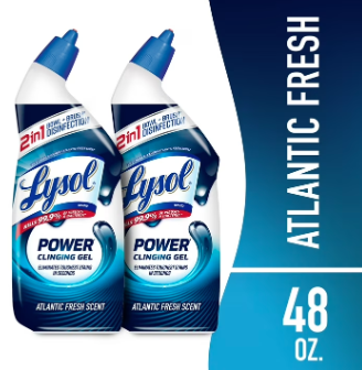 Lysol Power toilet bowl cleaner gel Cleaning Disinfecting and Stain Removal, 24 oz Pack of 2